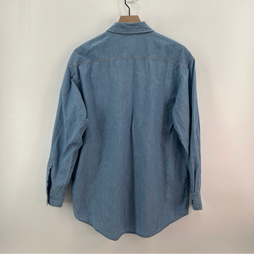 90s NY‎ & Co Denim Chambray Button Down Top Sz S Baggy - Picture 6 of 14